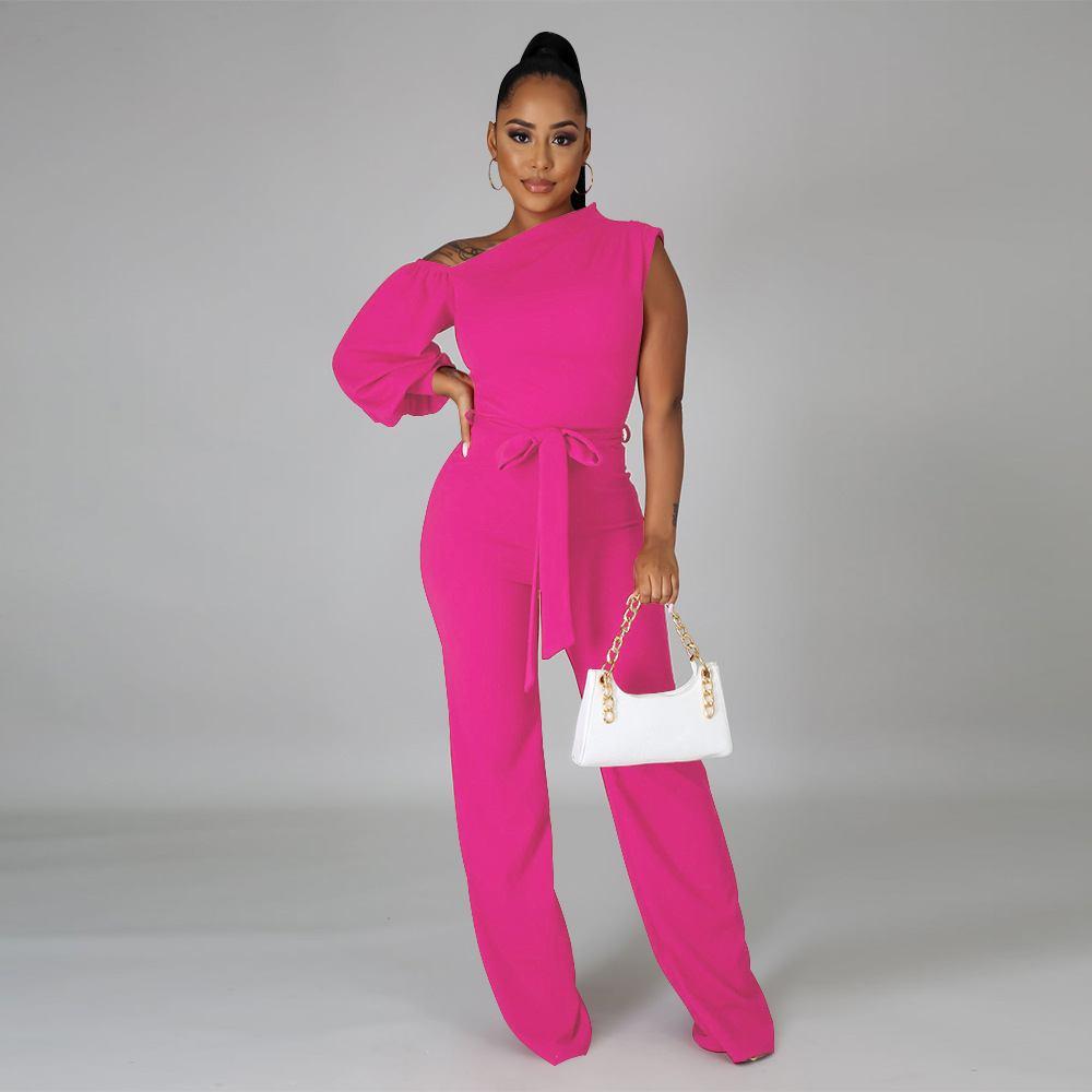 294g Weight Full Length Pants Length Polyester Fabric Type Mid Waist Waist Line Jumpsuits Pants Type Stretchy Elasticity Street Occasion Comfort Function Slim Fit Type Solid Color Pattern Summer, Spring Season Women's Gender Casual Style Women's Street Casual Solid Color Full Length Jumpsuits 11