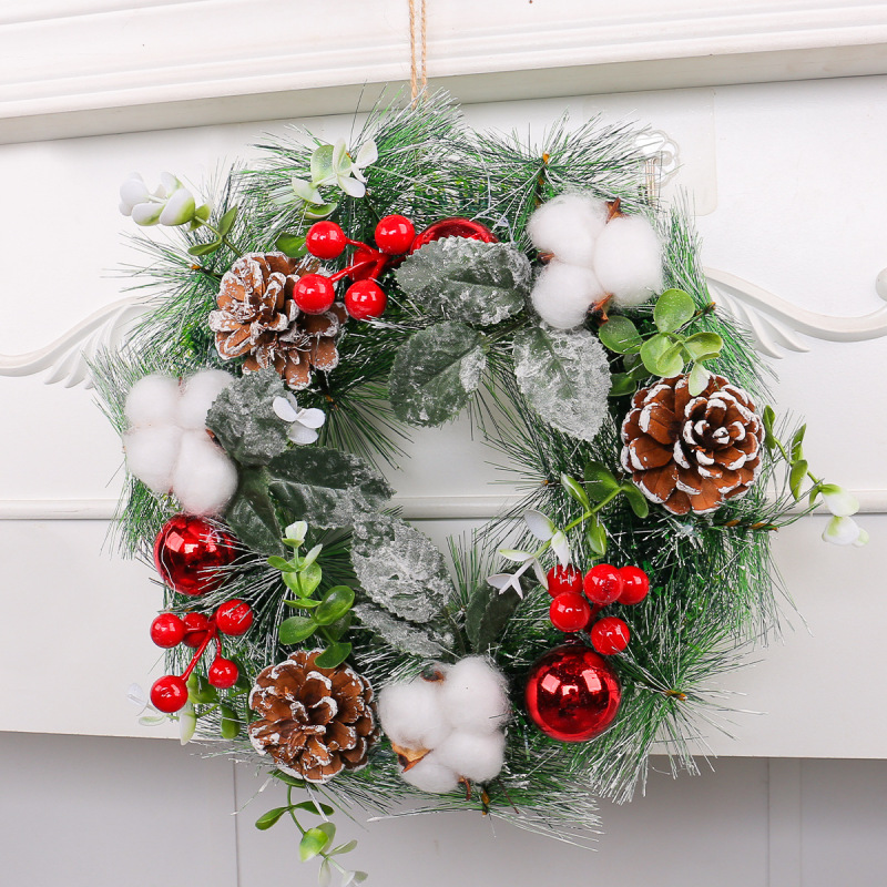 恒冲クリスマスシミュレーション松果花輪門掛クリスマス枯枝藤輪祝日松針花輪装飾用品|undefined