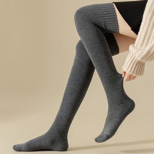 Women's Knee-high Winter Thick Warm Sock with Ribbed Top, JK Long Socks, Solid Color, Slimming Knee-high Long Socks, Wholesale