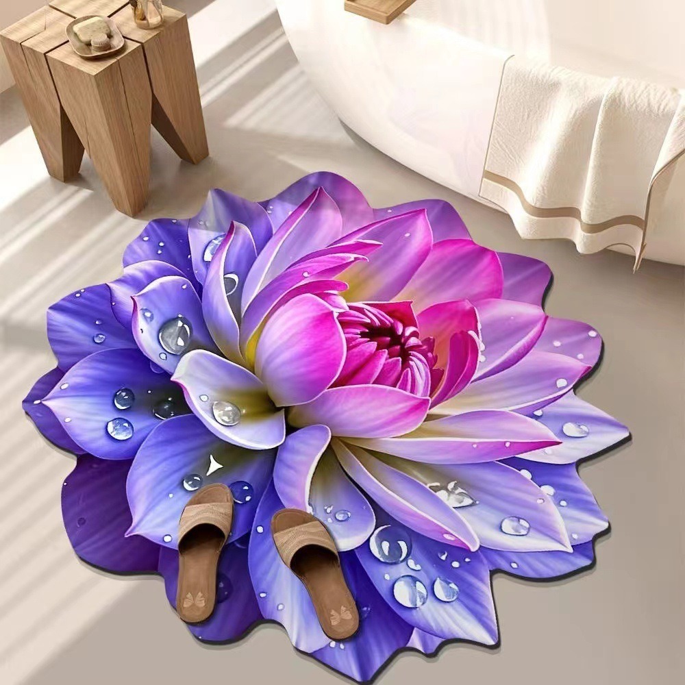 Hot-Selling 3D Stereo Vision Flower Crystal Velvet Floor Mat Living Room Carpet Entrance Door Stain-Resistant and Wear-Resistant Foot Mat