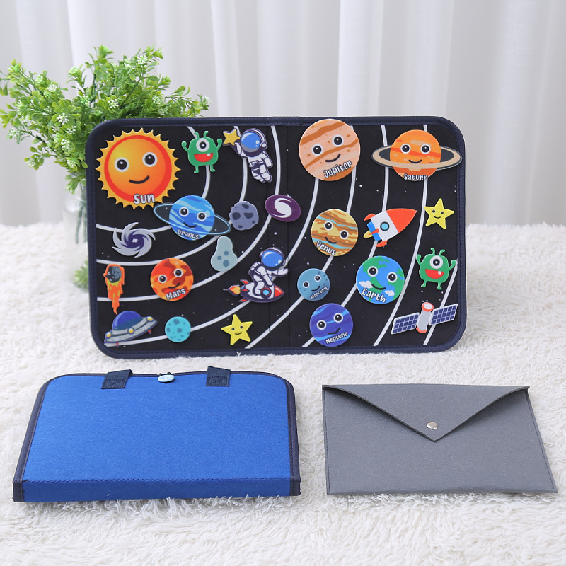 Junta de aprendizaje de fieltro portátil para niños Junta de vestir Puzzle Educación temprana Juguetes de fieltro Junta ocupada Junta de educación temprana para niños