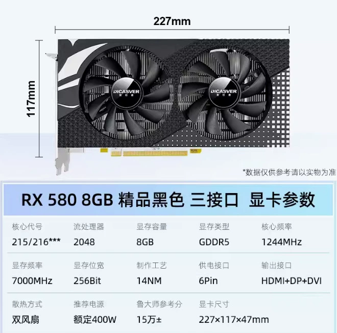 Усилия выпуск Graphics Card новой марки RX580 8G 588 RX590 solo игровая графическая карта платформа компьютер графика