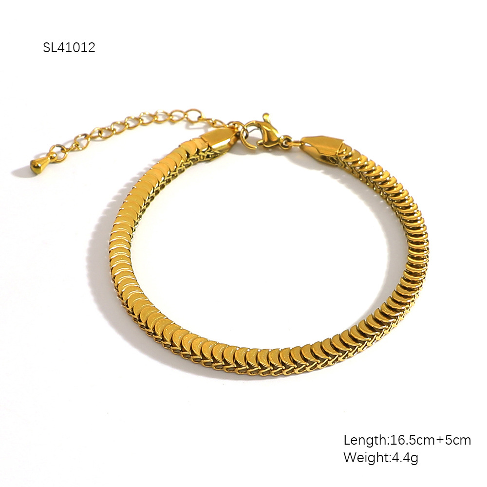 6g Weight 0.03µm-0.05µm Gold Plating Thickness PVD Coated Gold Plating Process Real Gold Plated Plating Material Bracelets Classification 304 Stainless Steel Chain Material 18K Gold Plating Color 1 Piece Quantity Holiday, Daily Occasion 304 Stainless Steel Material Geometric Pattern Women's Gender Simple Style, Classic Style Style Waterproof Non Tarnish Craft PVD Coated Real Gold Plated 18K Gold Geometric 304 Stainless Steel Simple Style Classic Style Waterproof Non Tarnish 304 Stainless Steel Bracelets 11