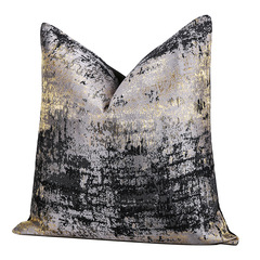 Amazon cross-border black and gold abstract texture light luxury jacquard high-precision sofa living room model room pillow