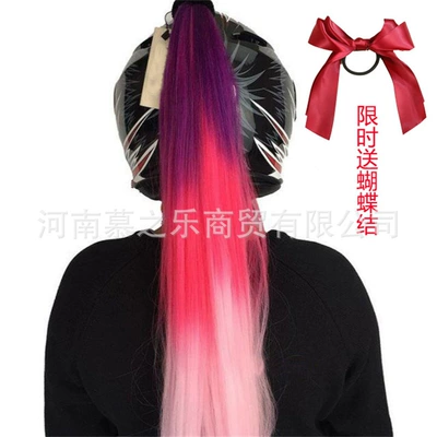 DIY Helmet Braid Large: Motosiklet dəbilqələri - purple-pink-loose-ponytail-with-bow