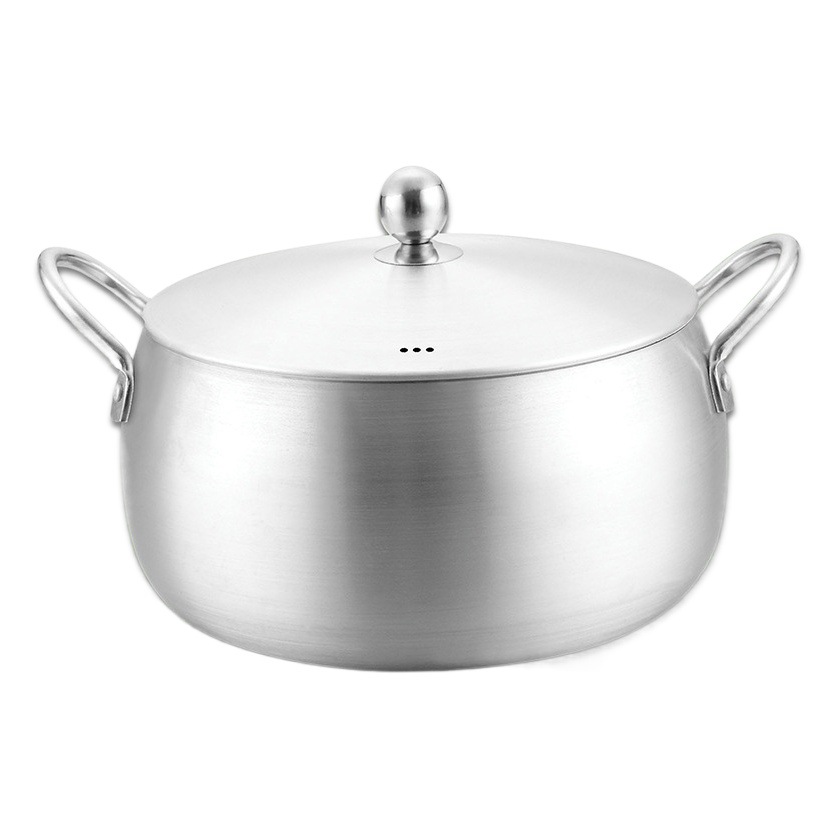 Shuaidebao fuente fábrica exportación aluminio necking lijado olla profundización sopa olla conjunto de diez piezas olla