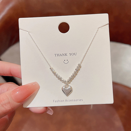 Ins trendy internet celebrity same three-dimensional love necklace women's light luxury niche versatile temperament striped bead clavicle chain