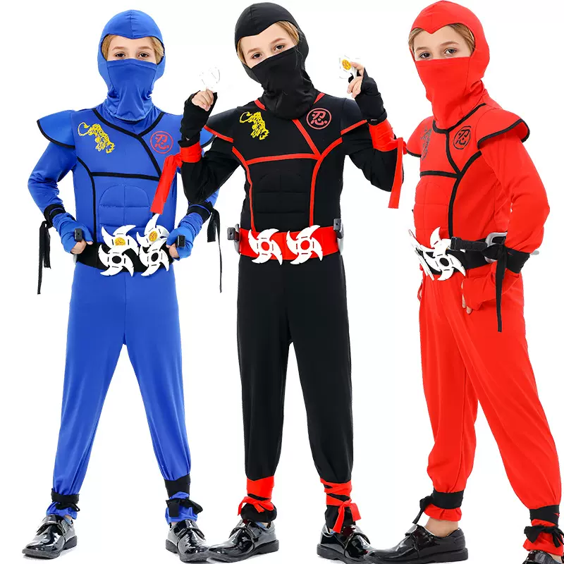 跨境万圣节儿童cos忍者服肌肉服套装扮演派对角色服装舞台表演服