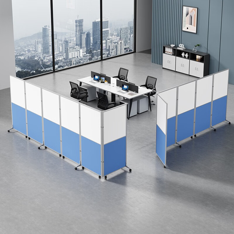 办公室隔断屏风移动折叠桌面隔板挡板工厂车间办公活动推拉隔断墙