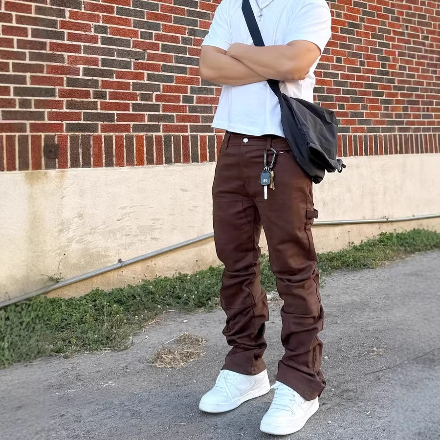 Men's Clothing Slim Fit Tapered Wide Leg Trousers American Retro Minimalist Trendy Versatile Denim Jeans_mkmklike.com