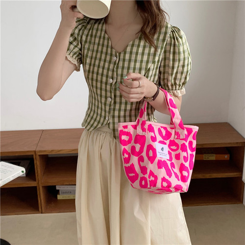 1541 Western Pink Leopard Print Large Capacity Tote Bag Animal Print Shoulder Bag Handbag Female Student  New Trend