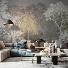 法式森林抽象客厅壁纸墙纸沙发电视背景墙无缝壁画墙布壁布