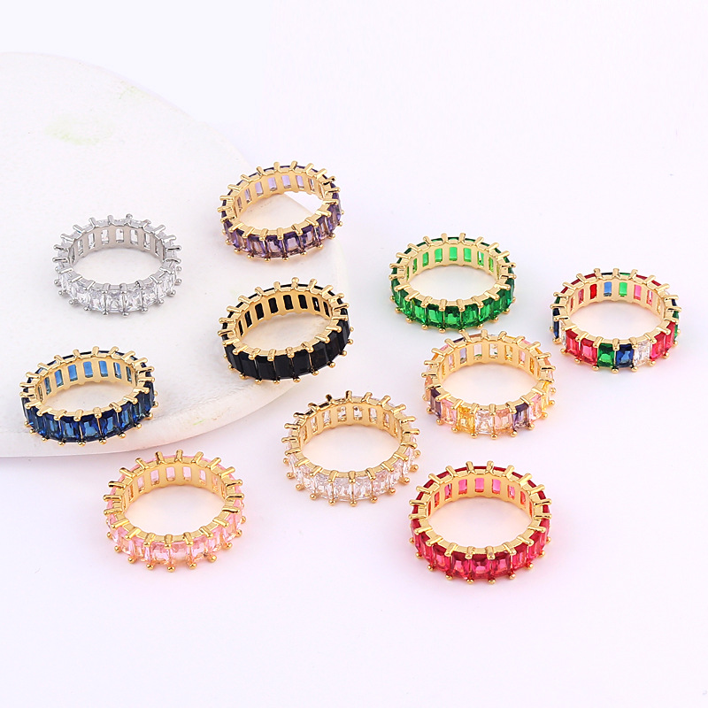 Fashion Geometric Copper Rings Inlay Zircon Copper Rings