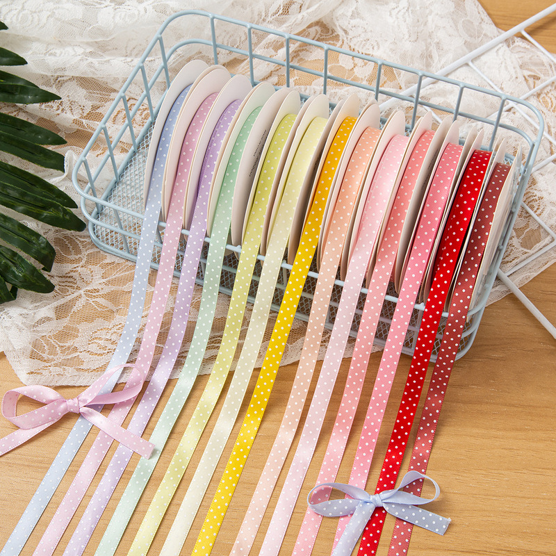 1cm Polka Dot Polyester Ribbon Polka Dot Ribbon Headdress Hairpin DIY Bow Ribbon Gift Flower Cake Box Packaging