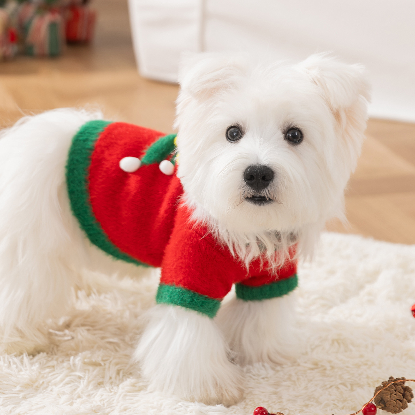 Ropa de mascotas de otoño y invierno de Navidad imitación de ropa de perros suéter caliente ropa de gato pequeño y mediano vestido de dos patas