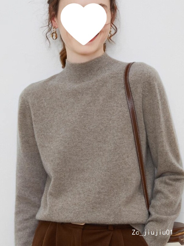 2025 New Autum Half Turtleneck Slim Woolen Sweater Women's Cashmere Knitted Bottoming Sweater Loose and Stylish Sweater