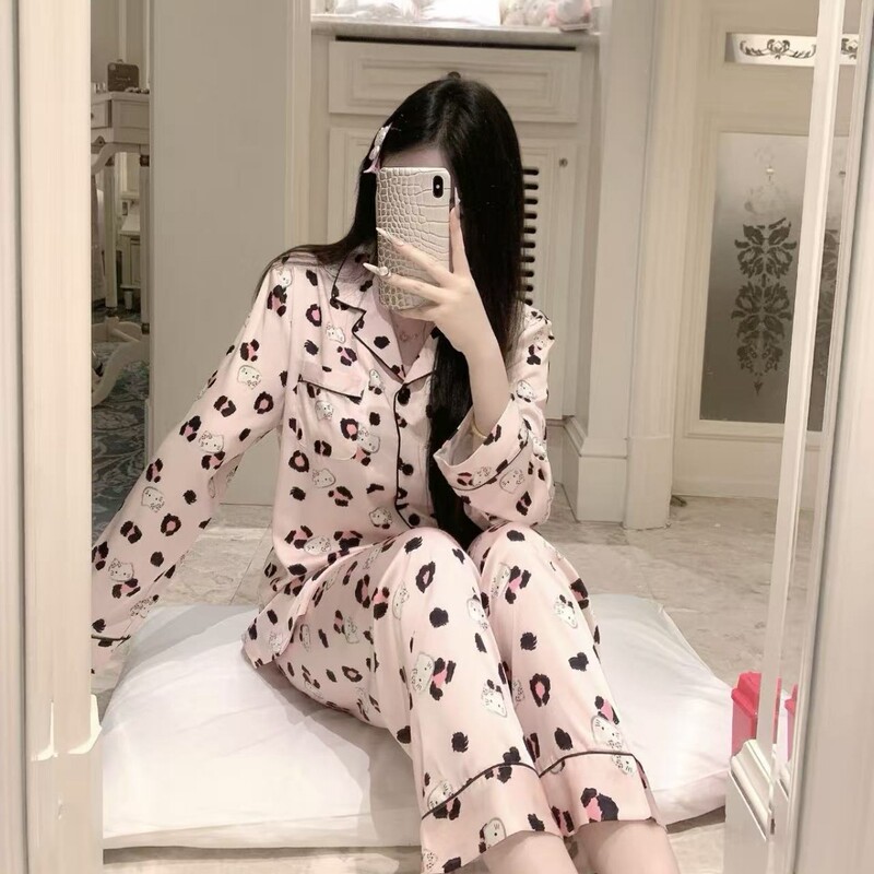 Ys123【Barbie Kt】2026 Spring and Summer New Style Cat Print Sweet and Cute Style Long-Sleeved Long Pants Home Wear