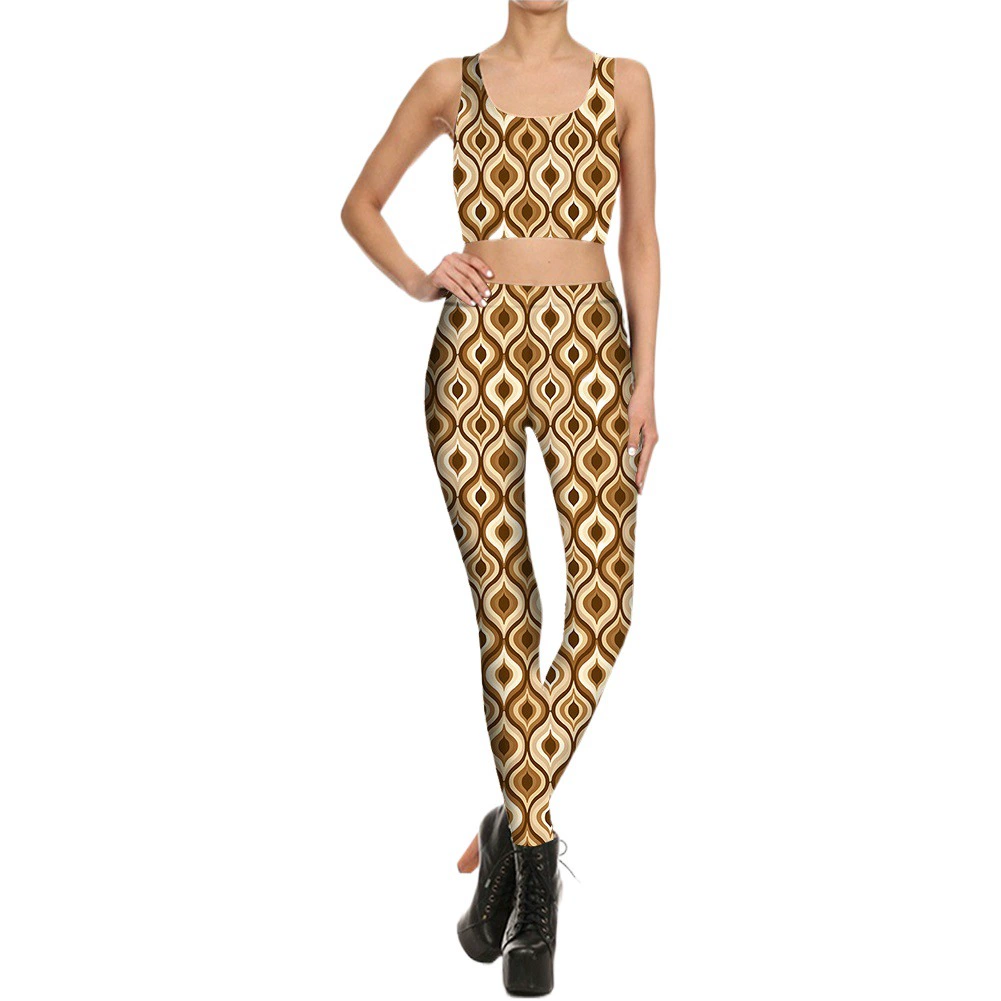 Оптовая продажа напрямую с фабрики: комплект женских спортивных леггинсов с 3D-принтом в европейском и американском стиле, повседневный, коллекция 2023 года.