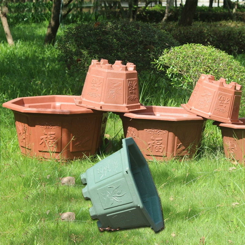 Очень большой утолщенный восьмиугольный жесткий пластиковый цветочный горшок с драконом для двора, фруктового дерева, бонсай, бугенвиллии, старый сучок, большой горшок.