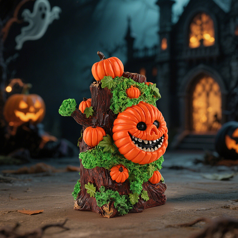  New Halloween Pumpkin Head Tree Essence Ornaments Creative Desktop Resin Trendy Play Atmosphere Arrangement Gift Ornaments