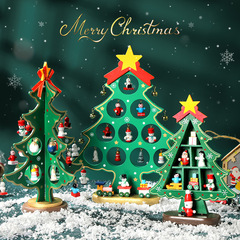 クリスマスミニ正方形木製クリスマスツリーデスクトップクリエイティブ装飾品手作り diy 素材おもちゃシーンレイアウトバッチ