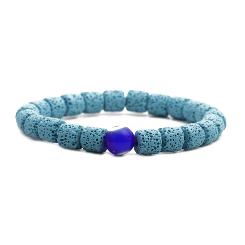 19g Weight No Inlaid Inlay Material Bracelets Classification Housewarming, Anniversary, Business, Wedding, Travel, Birthday, Festival Occasion Devil'S Eye Pattern Unisex Gender Fashion Style Dark Blue, White, Red, Green, Blue, Black Color Volcanic Stone Bracelet 10