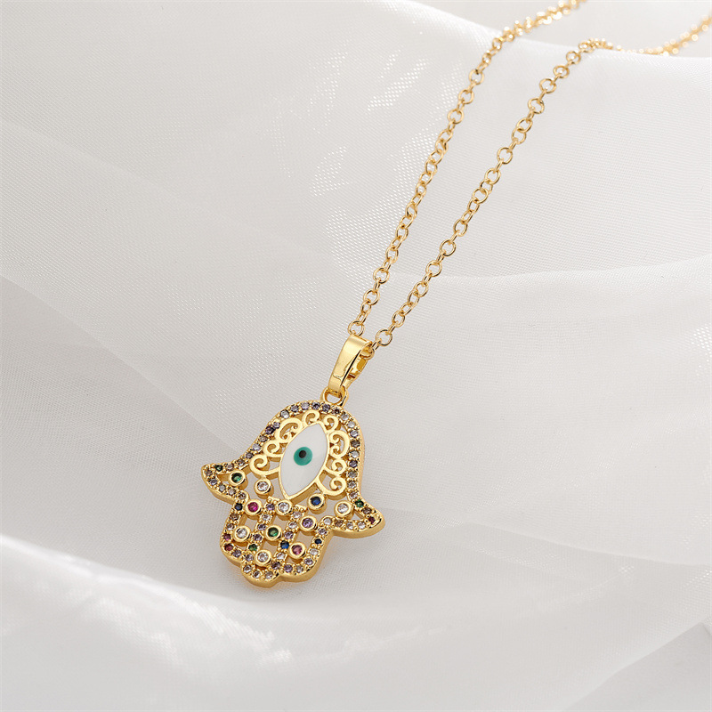 Fashion Geometric Copper Inlay Zircon Necklace