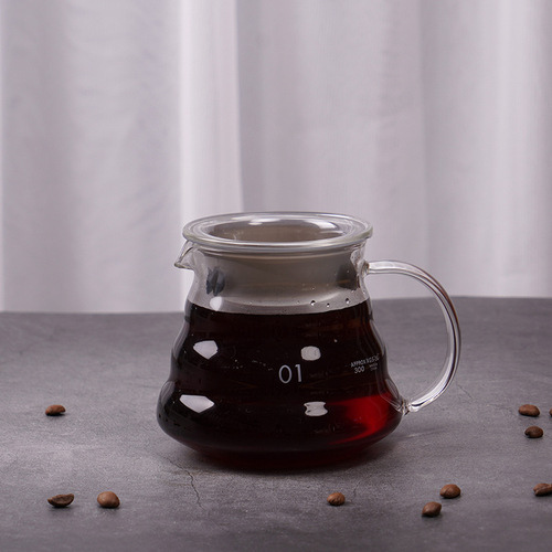 Wholesale high boron glass cloud coffee pot set walnut wood tray V60 coffee filter filter cup sharing pot