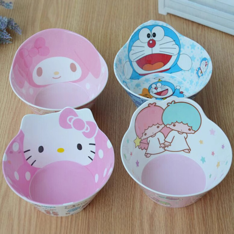 Melamine children's bowl tableware drop-resistant baby bowl household cute cartoon creative children eating bowl instant noodle bowl