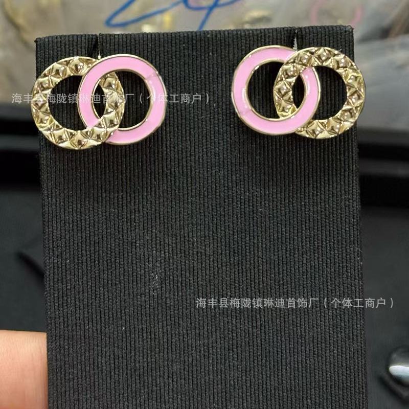 新款香家法式花朵名媛宫廷光面镶钻字母珍珠耳钉耳环耳饰品潮|undefined
