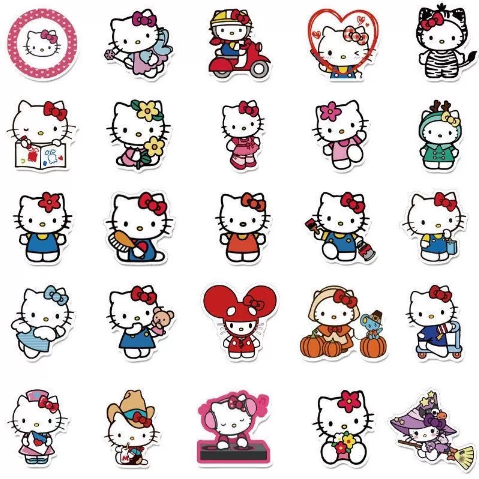 Набор стикеров Hello Kitty — мультяшные наклейки для ноутбука и телефона с коробкой для хранения