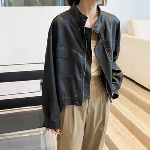 Loose Retro Leather Women's Short 2025 New Spring and Autumn Korean Locomotive Hong Kong Style Casual PU Coat Leather Jacket