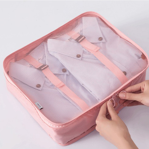 Satin Seven-Piece Travel Set Cotton Blanket Luggage Underwear and Socks Storage Bag Large Capacity Organization Travel Set of 7