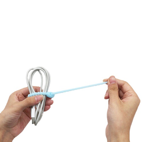 Colorful silicone cable management with cute data cable ties Desktop computer cable storage and cable organizer reusable
