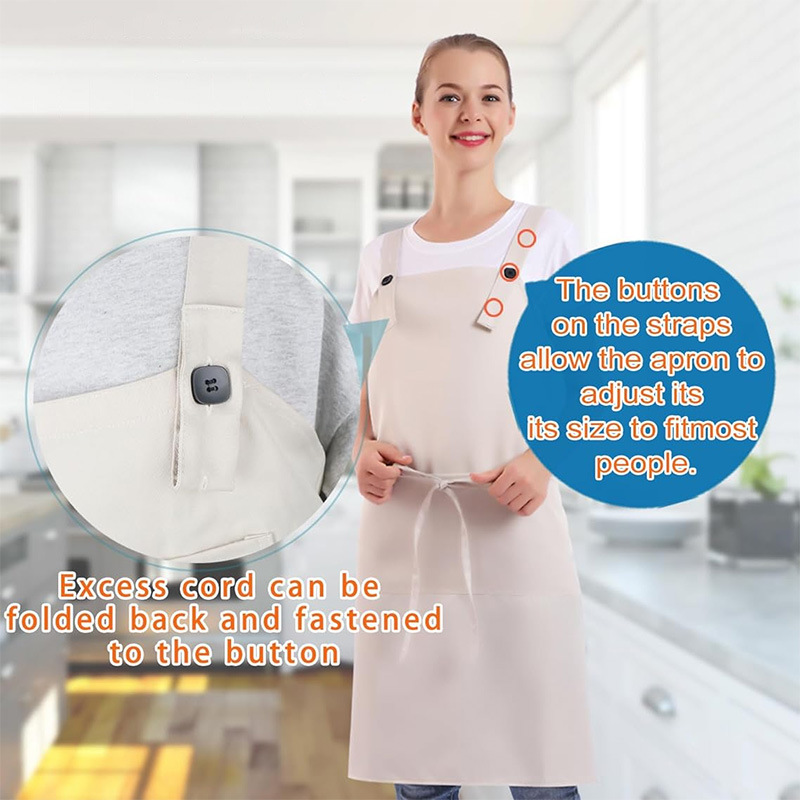 Amazon delantal de poliéster botón hombro ajustable multicolor opcional camarero ropa de trabajo delantal de cocina doméstica