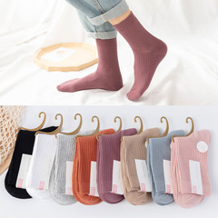 襪子女春秋長款棉襪女士抗起球運動襪吸汗中筒純棉批發休閒純色潮