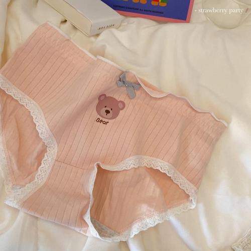 Soft little milk bear/Japanese threaded cotton underwear mid-waist cute girly style breathable student briefs