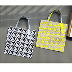 2024日本新款原廠六格百搭女包混拼手提單肩包積木拼色潮流托特包