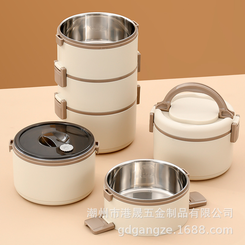 Hong kong ze nueva caja de almuerzo 304 de acero inoxidable sellada caja de almuerzo desmontable con tapa portátil de doble capa de tres capas caja de almuerzo