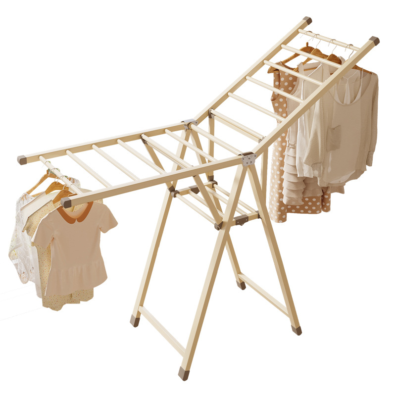 Percha de secado de ropa sin instalación de hierro forjado multifuncional plegable de almacenamiento varilla de colgante simple balcón para secar y secar estante de colcha