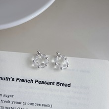 S925银白水晶银珠耳环气质复古简约通勤小众设计春夏甜美清新女