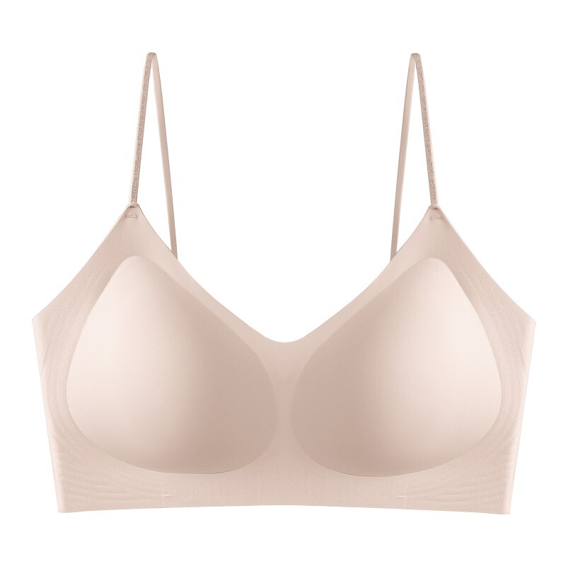 細い肩紐のゼリーストリップブラ、女性用固定カップ、椿の香り、超薄型、小胸用プッシュアップブラ、シームレス、秋向け|undefined