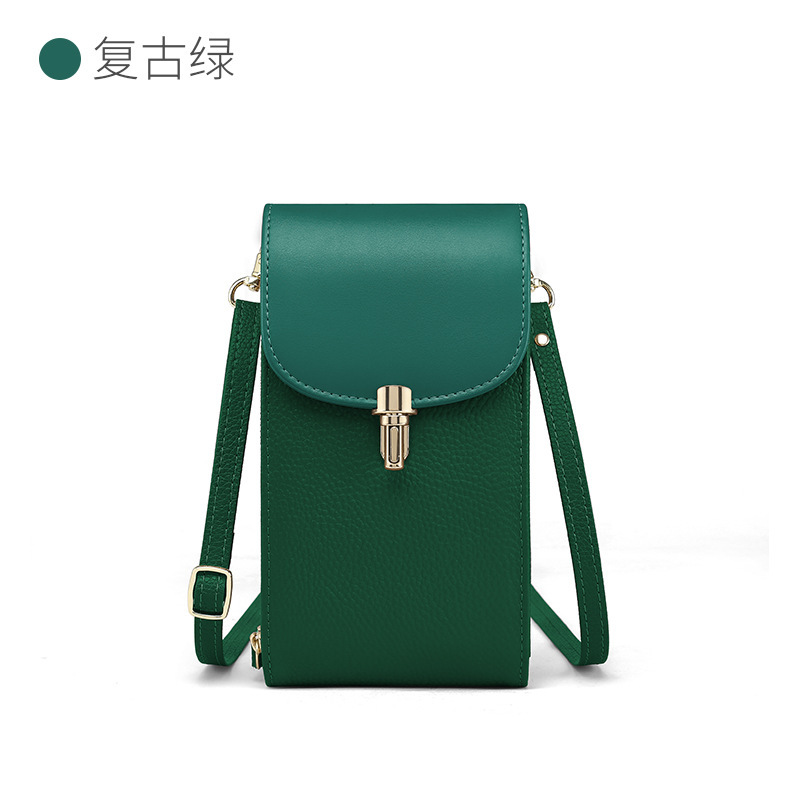 Bolso de cuero para teléfono móvil bandolera para mujer nuevo verano lichi piel de vaca bolso de comercio exterior para mujer bolso pequeño para teléfono móvil de un solo hombro mini