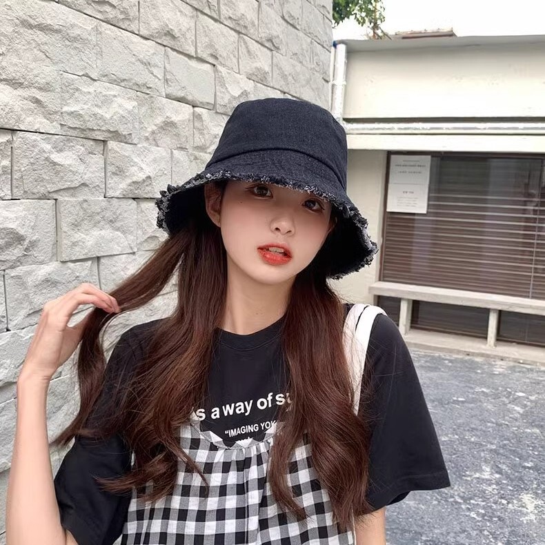 女性用の新しい夏のデニム盆地帽子、日よけと日焼け止め帽子、韓国スタイルのトレンディな日よけ帽子、顔を覆う、多用途のトレンディなブランド、顔を小さくする|undefined