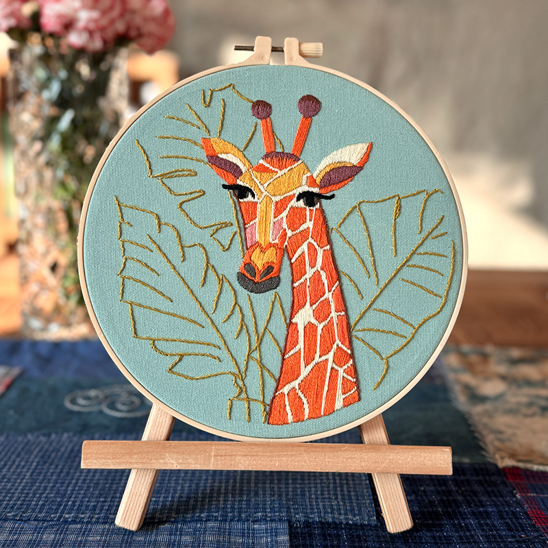 Nueva girafa encantadora dibujos animados colgar pintura Ludiy bordado material artesanal bolsa colgar pintura de la sala de estar para niños colgar pintura creativa