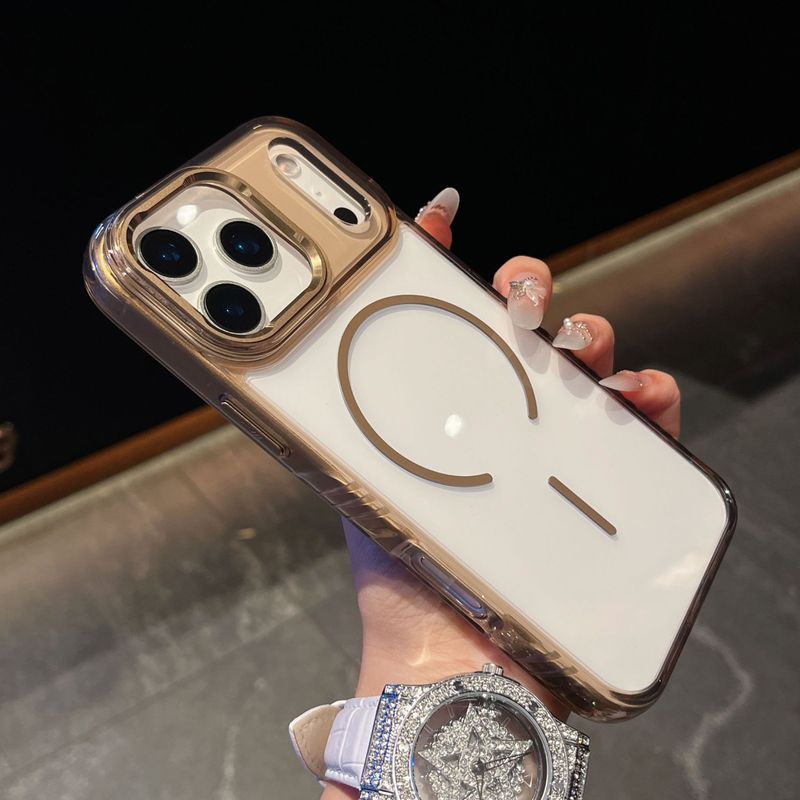 跨境适用苹果17promax防滑边手机壳橙色透明iphone17Pro防摔16Pro|undefined