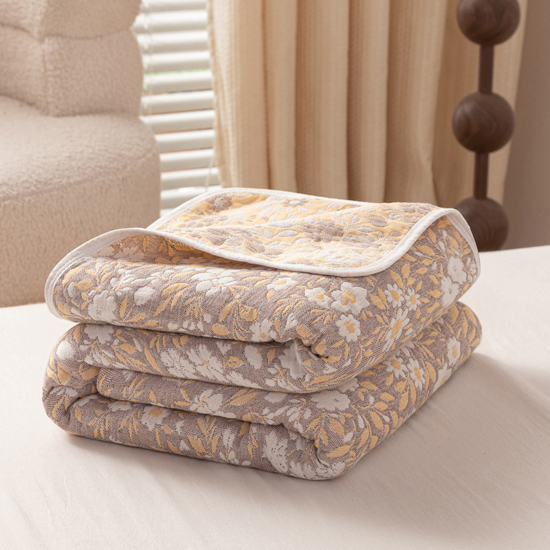 (brown small floral) / 90x 100cm "cotton 6 layer yarn" baby