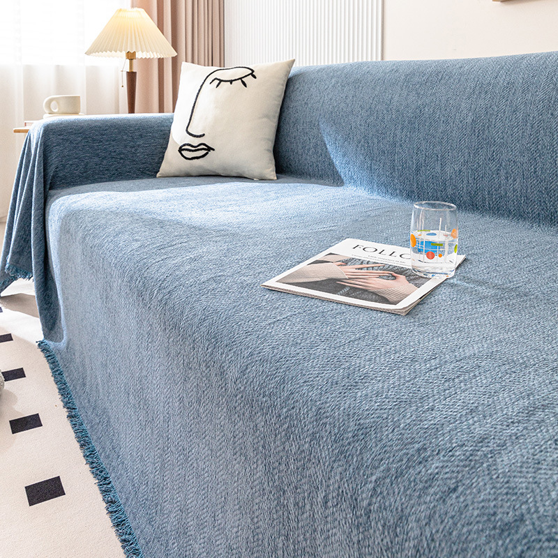 Toalla de sofá impermeable, cubierta de sofá antideslizante universal de cuatro estaciones, simple y alta sensación de cojín de sofá en línea recta