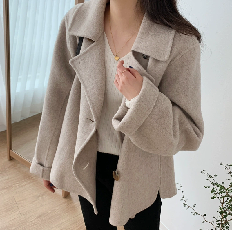 Демисезонное женское шерстяное пальто, курсовская oversize свободный крой, ретро длинный рукав