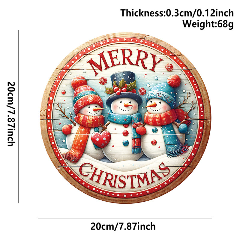 現物クリスマス装飾品ペンダント木製看板シリーズサンタクロース雪だるまヘラジカ円形標識表札|undefined